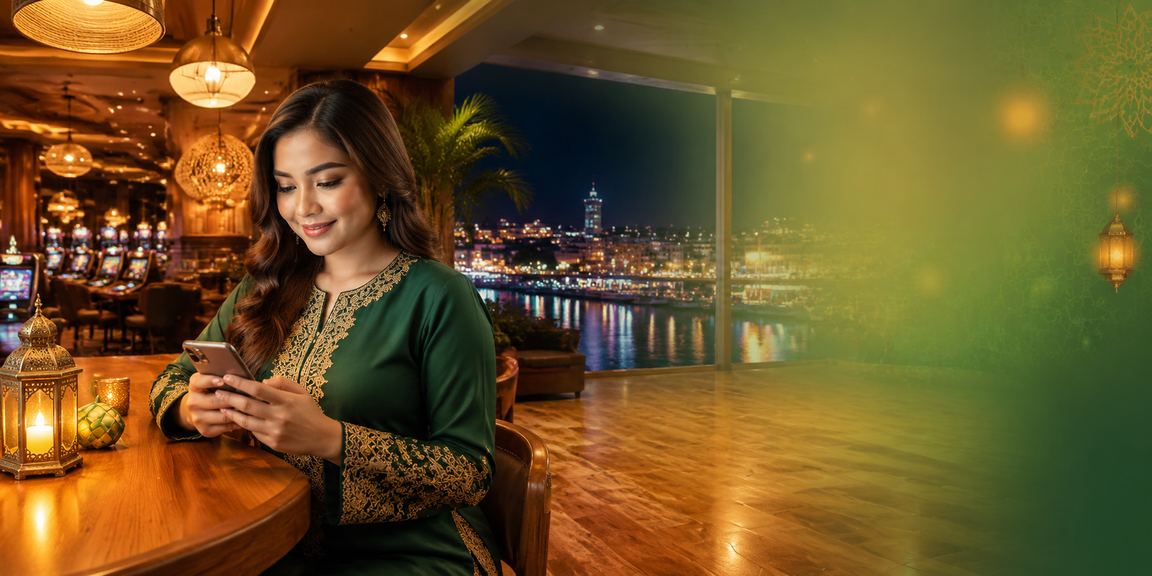 Pengguna Malaysia menikmati permainan kasino dalam talian semasa perayaan Hari Raya